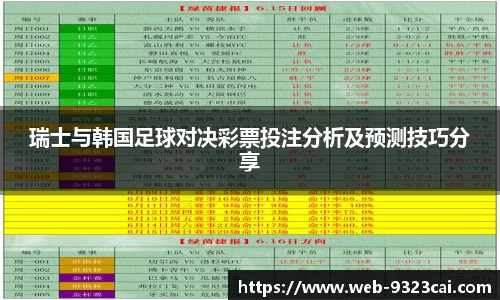 瑞士与韩国足球对决彩票投注分析及预测技巧分享
